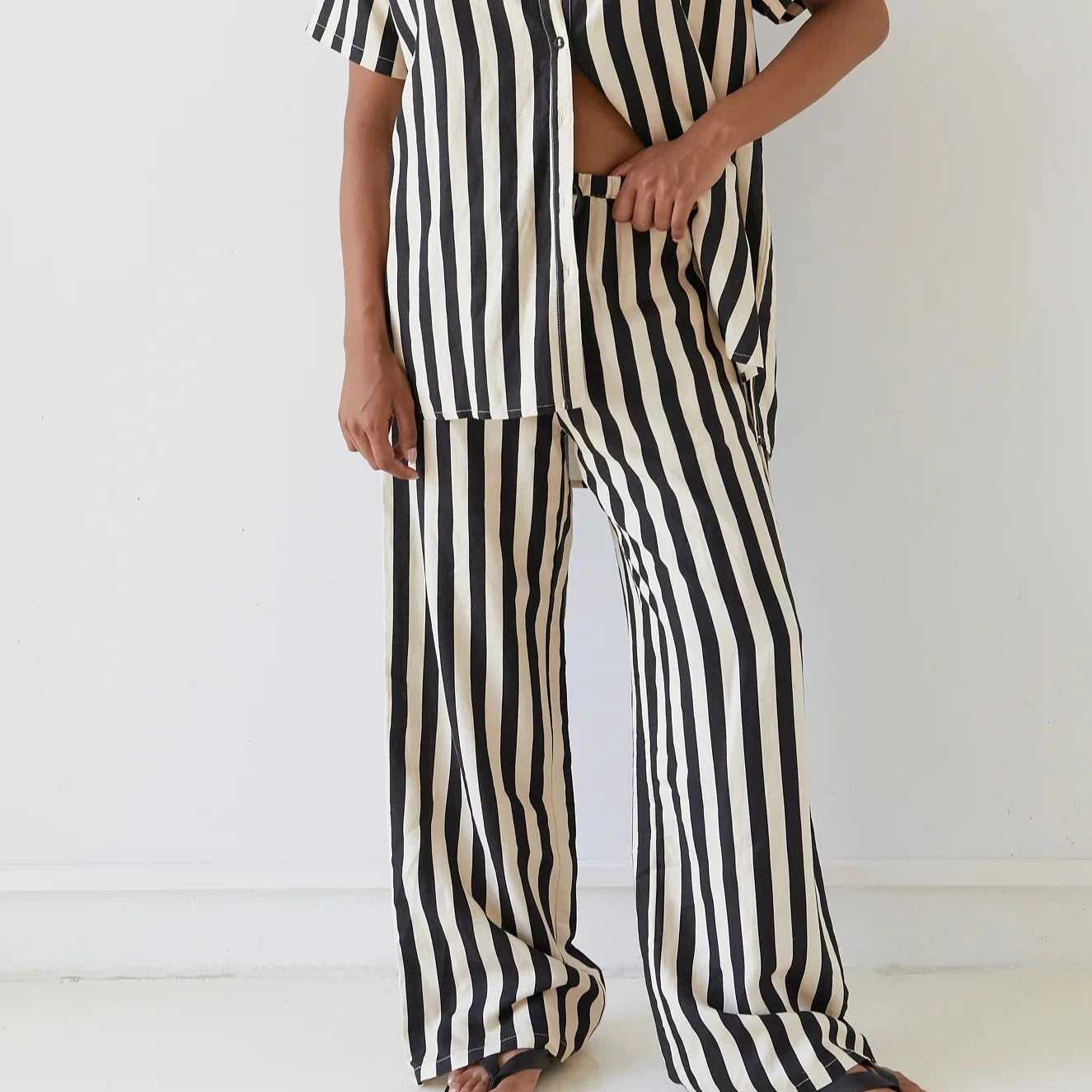 BISK The Label - Josie Stripe Linen Blend Pants