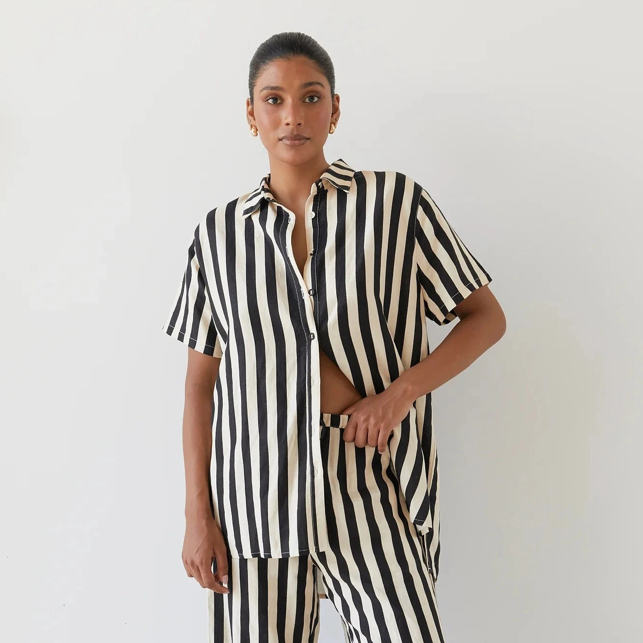 BISK The Label - Essie Stripe Linen Blend Shirt