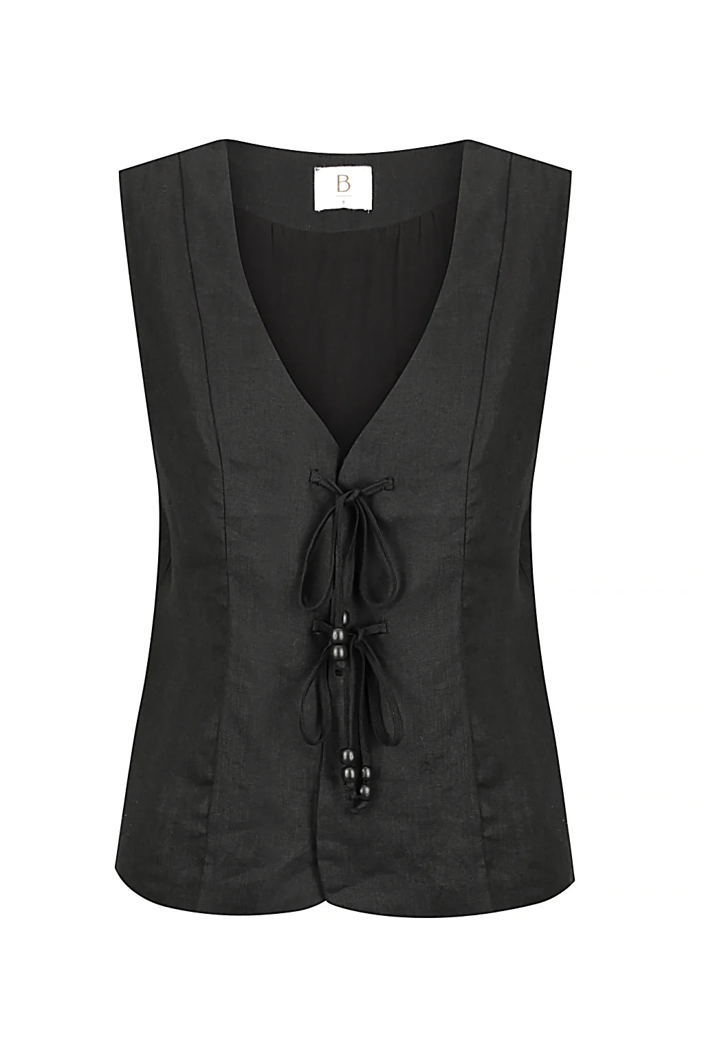 BISK the Label - Black Linen Tie Vest