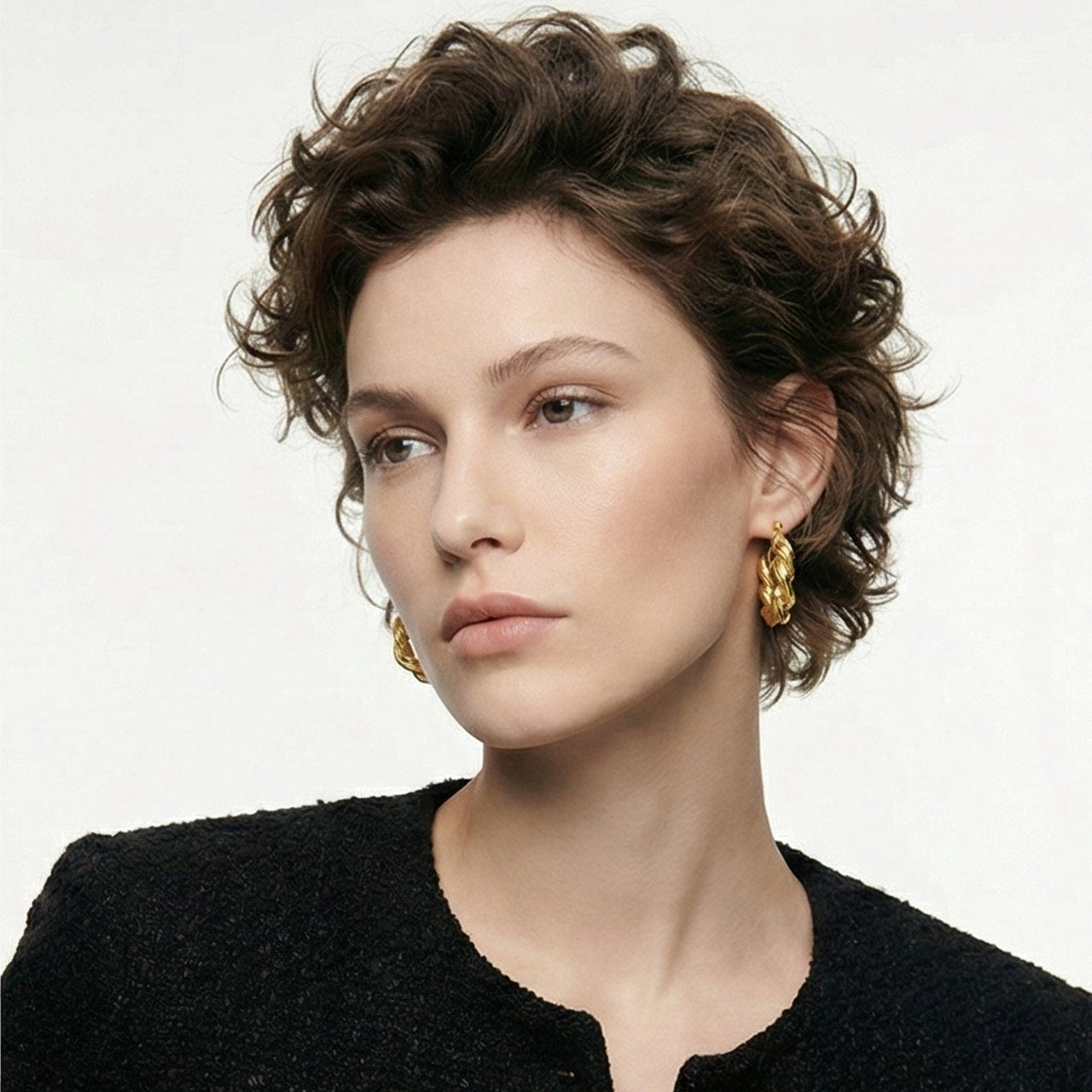 SWEEKU - Classic Braided Rope Gold Hoops