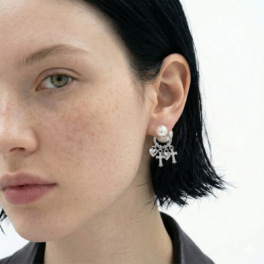 SWEEKU - Echo Pearl Charm Earrings