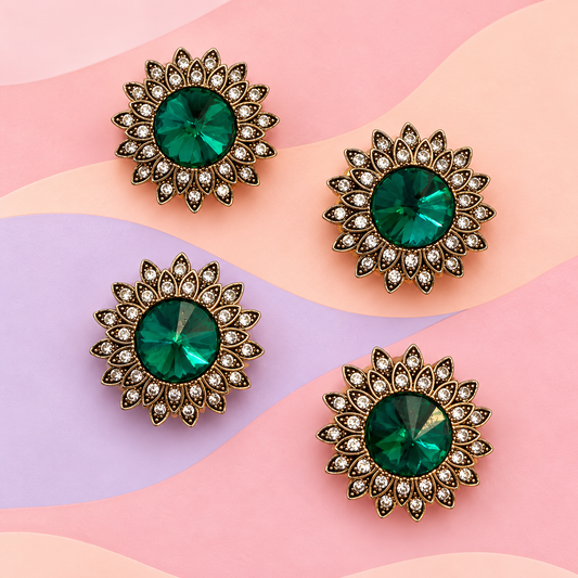 Button Cover - Emerald Bloom