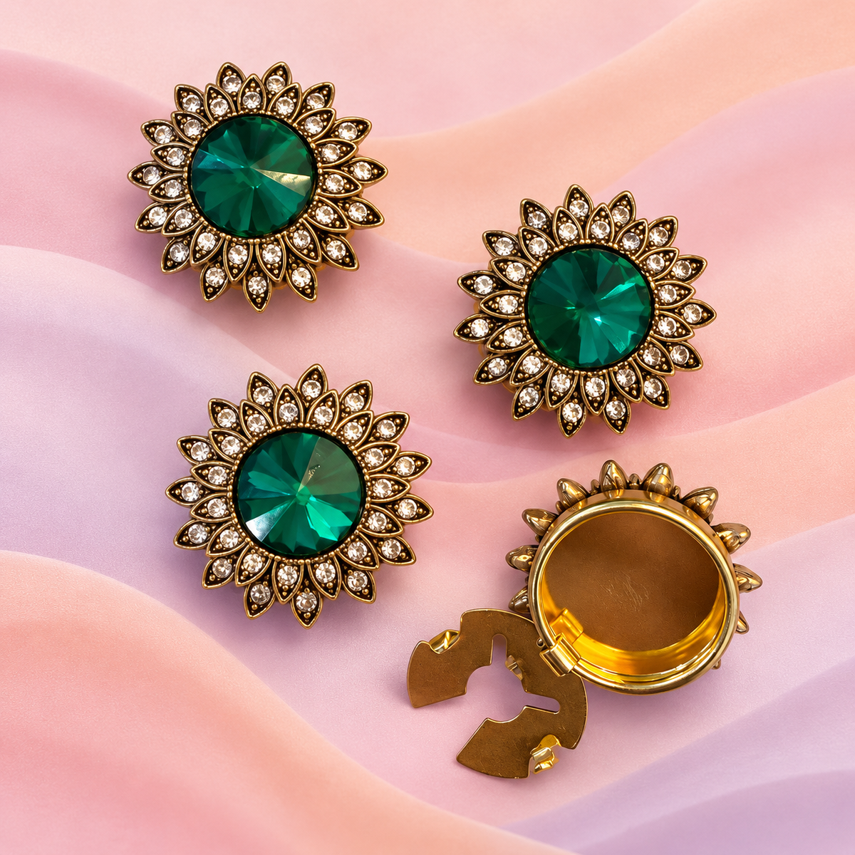Button Cover - Emerald Bloom