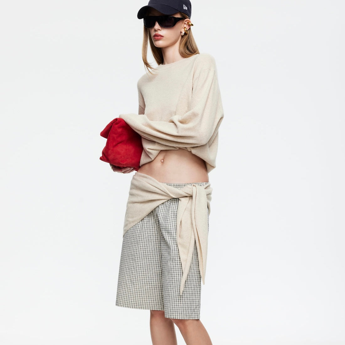 Lioness - Sevigney Long Short, Cream Plaid