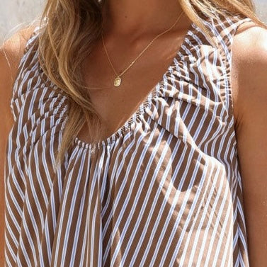 By Frankie - Chocolate/Blue Stripe Mini Dress