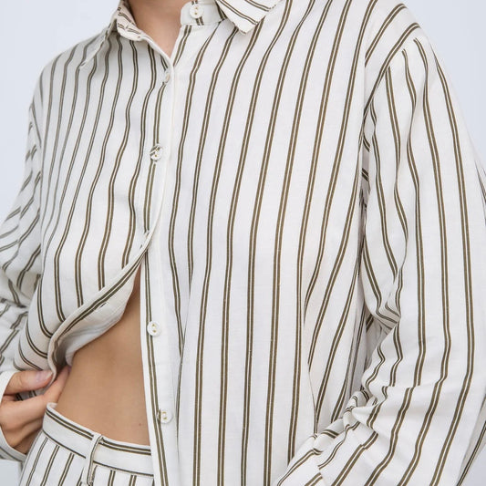 BISK The Label - Isabel Stripe Linen Blend Shirt