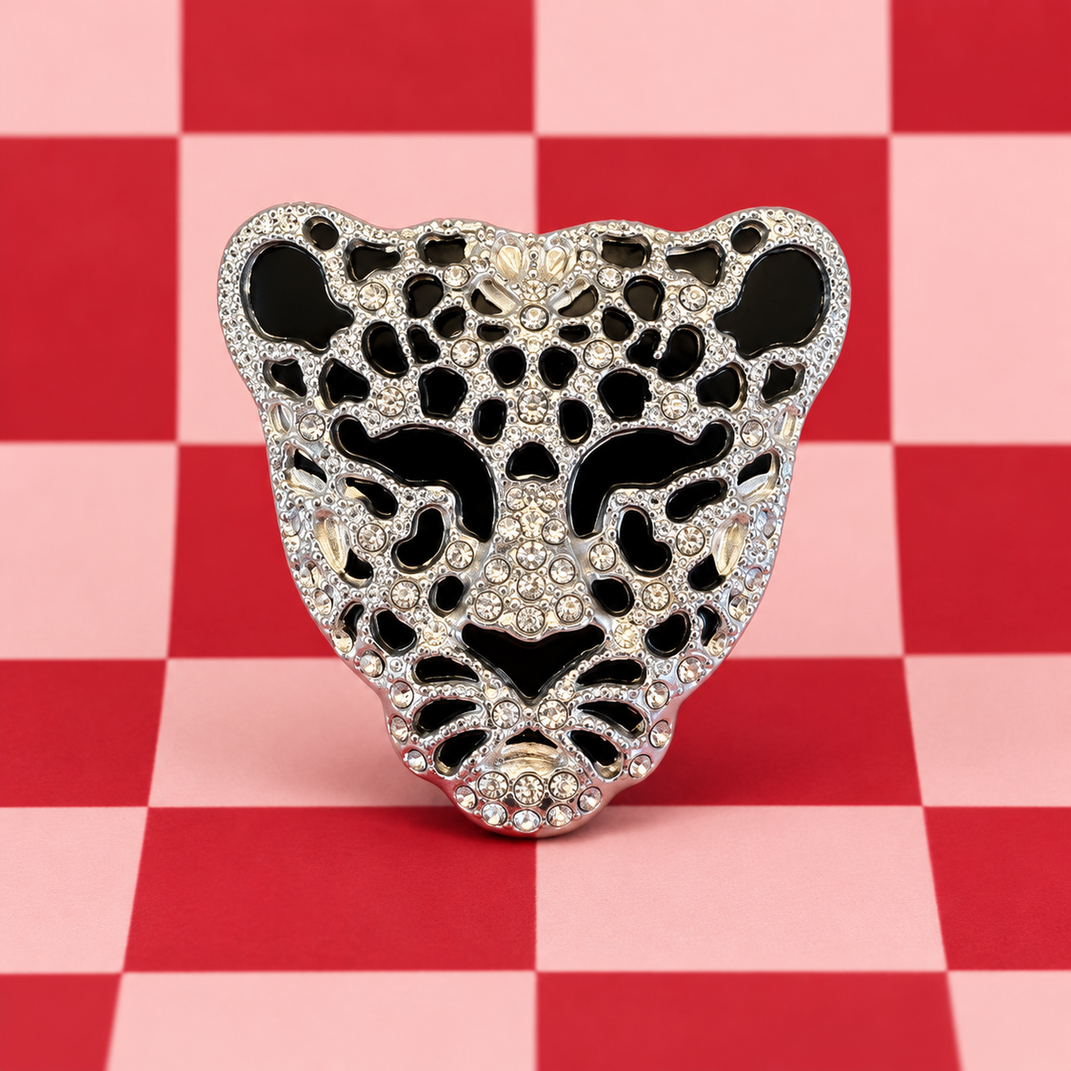Button Cover - Leopard, Silver