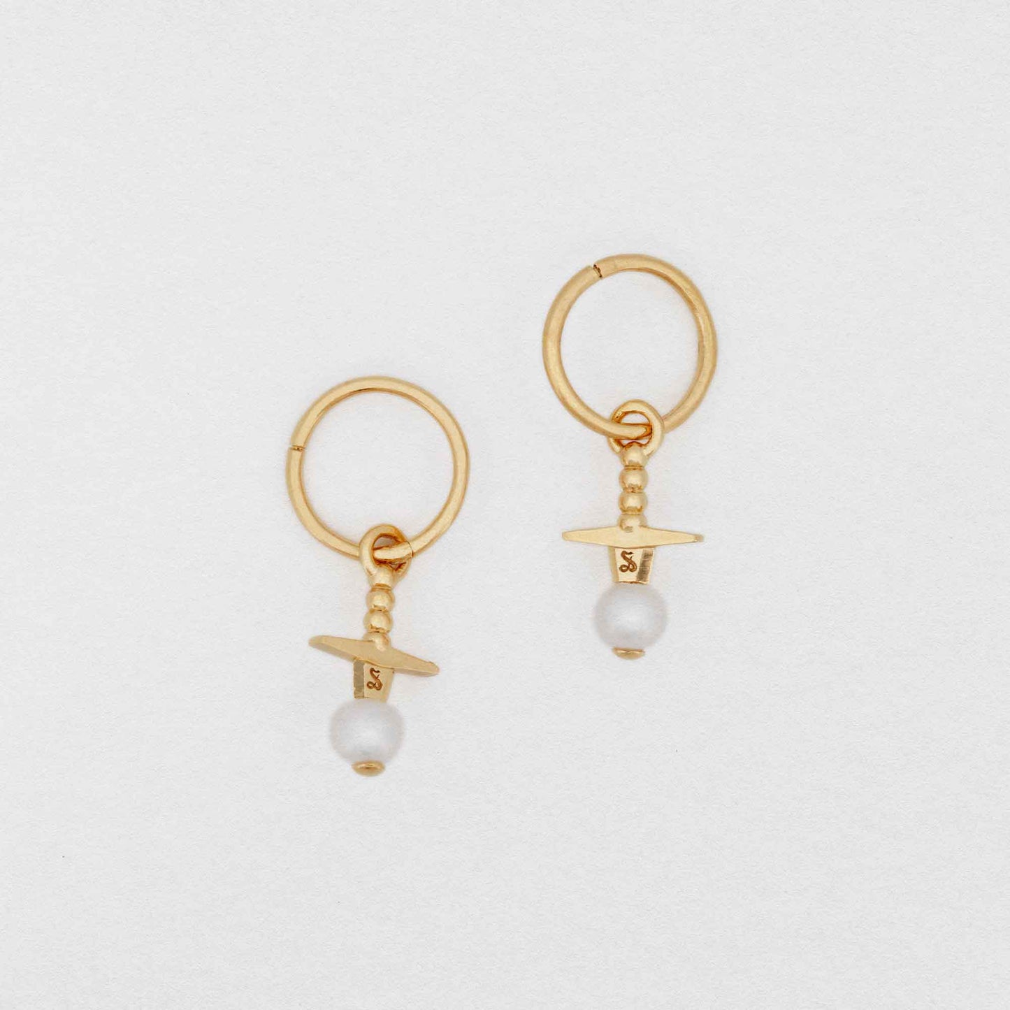 Sue The Boy - Sword + Stone Charm Earrings, 22ct Gold Vermeil