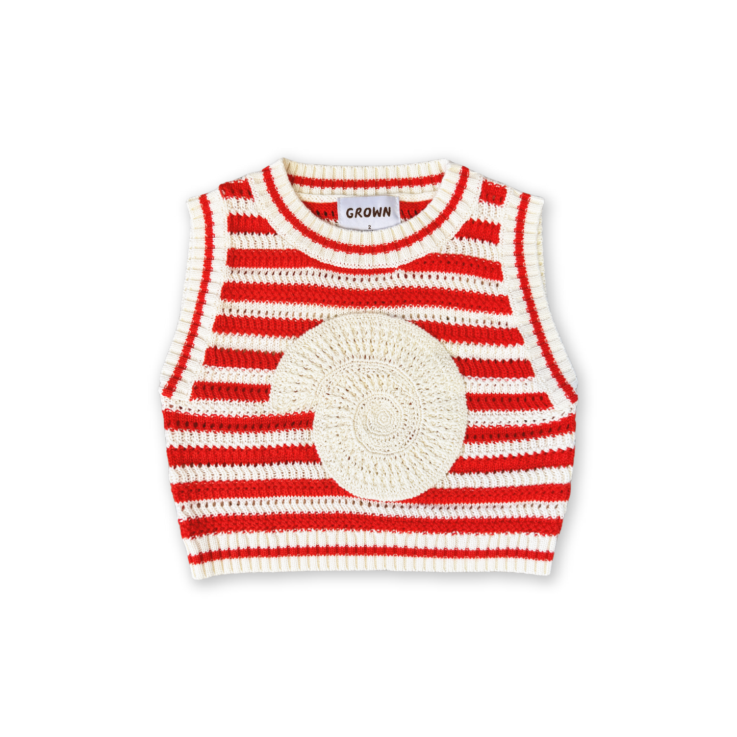 GROWN - Organic Knitted Crochet-Shell Vest