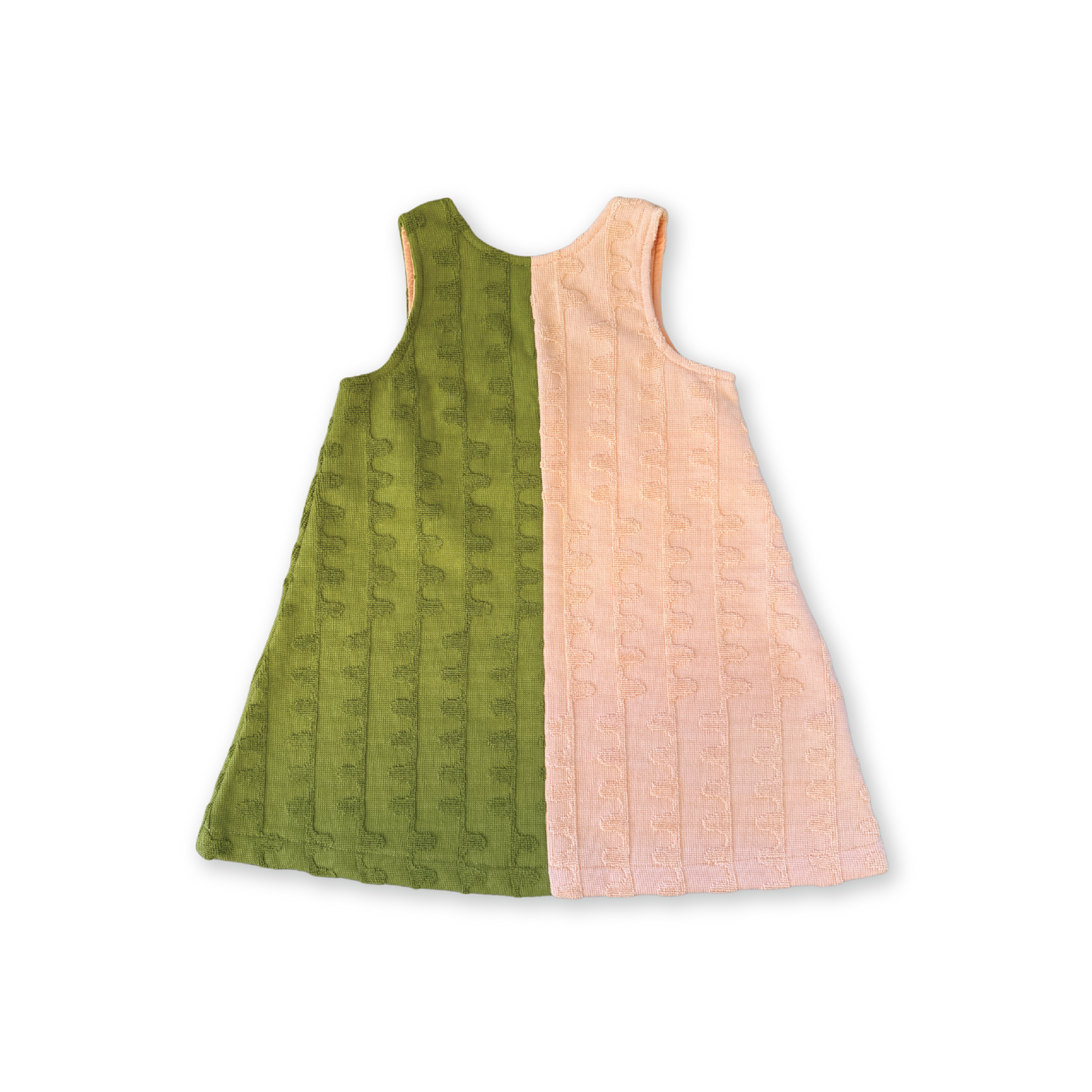 GROWN - Terry Towelling Flow Dress - Leaf/Peachy