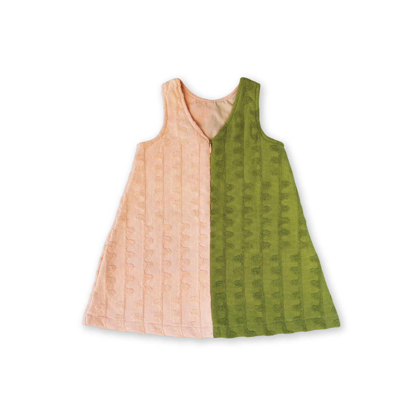GROWN - Terry Towelling Flow Dress - Leaf/Peachy