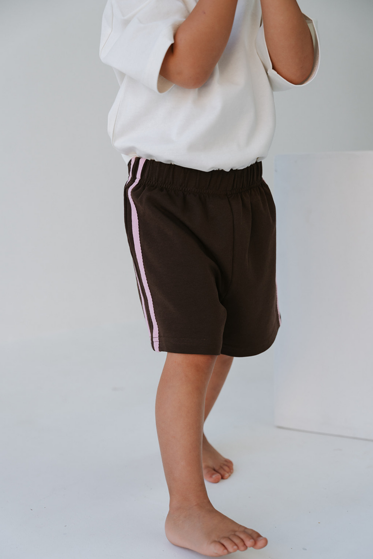 KIYOMII BABY - Stripe Racer Short, Chocolate/Pink