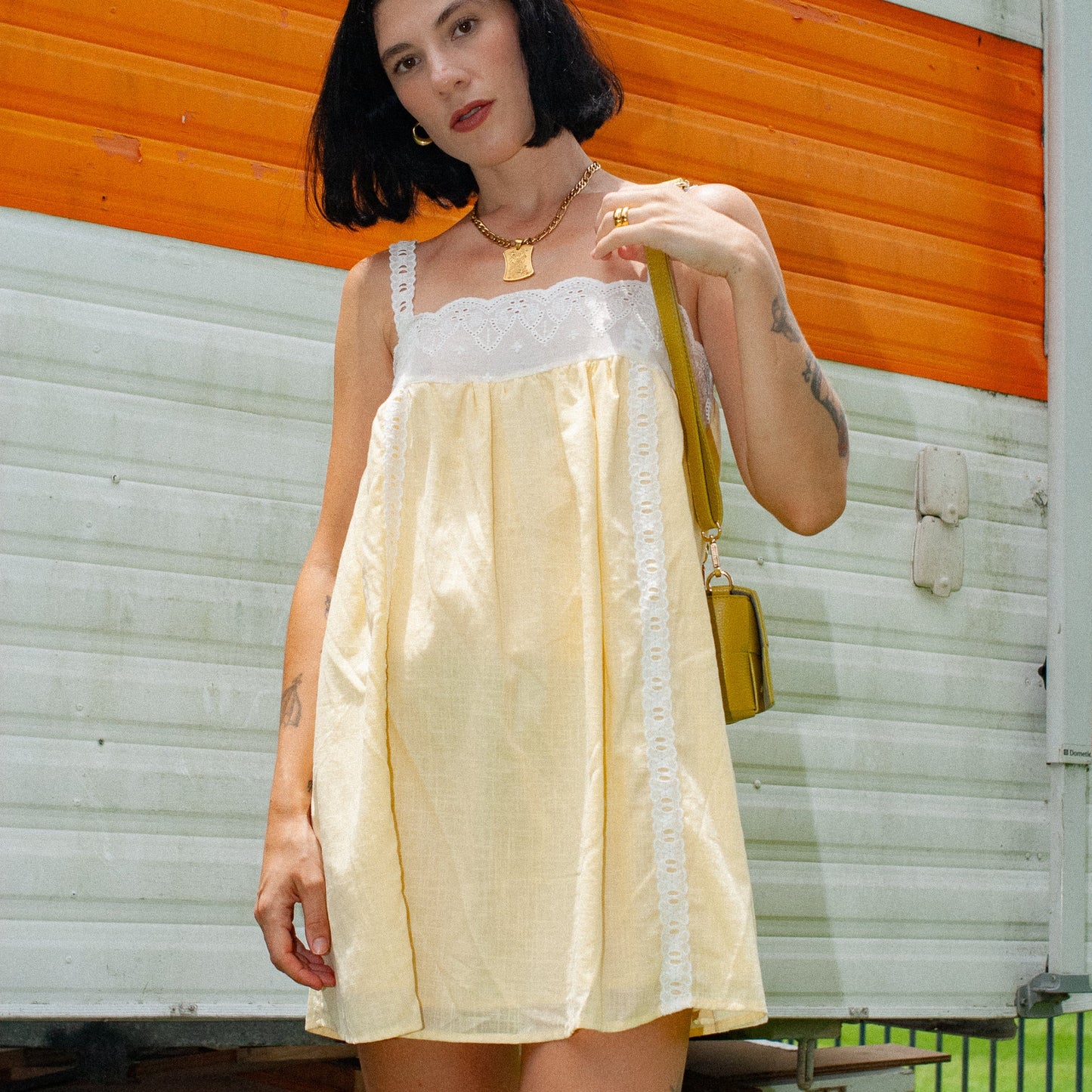 By Frankie - Lemon Lace Mini Dress