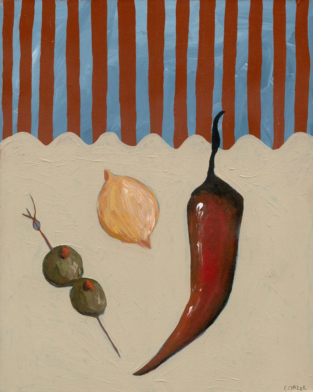 CASEY COAKER ART - Cocktail Hour, Blue