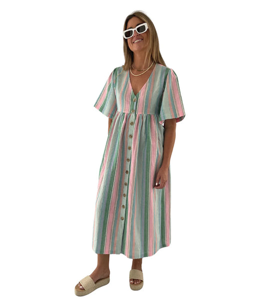 ALAKAI - Calypso Sun Dress, Candy Stripe