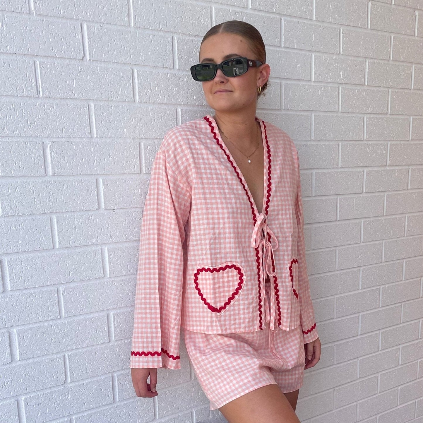 By Frankie - Wild Hearts Pink/Red Cherry Gingham Set