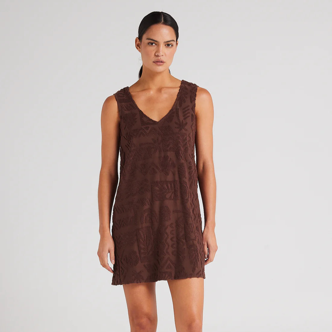 Poolside Paradiso - Mai Tai V Tunic Dress - Chocolate