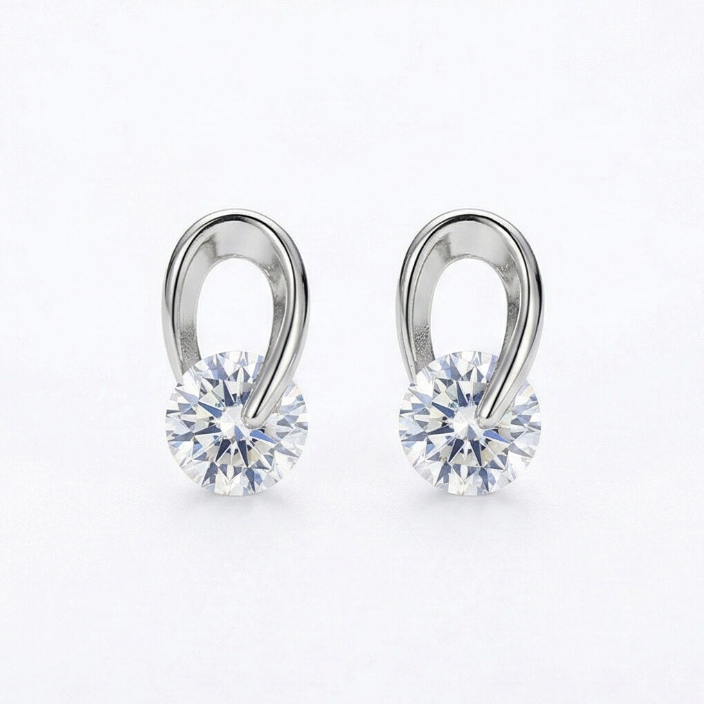 SWEEKU - Minimalist CZ Pave Huggie, SILVER