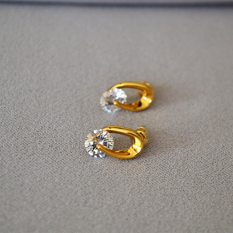 SWEEKU - Minimalist CZ Pave Huggie, GOLD