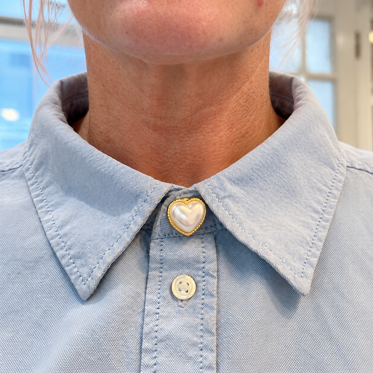 Button Cover - Mini Pearl Heart