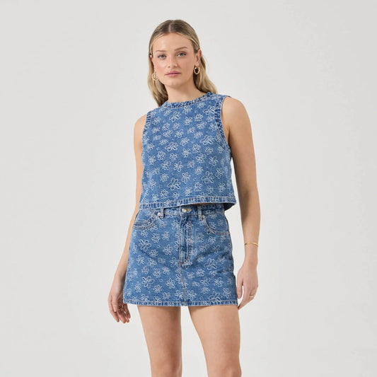 ROLLAS, Indigo Flowers Shell Top