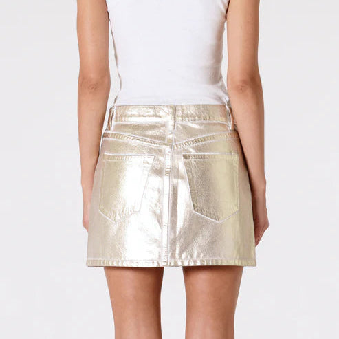 ROLLAS, 90's Relaxed Gold Foil Mini Skirt