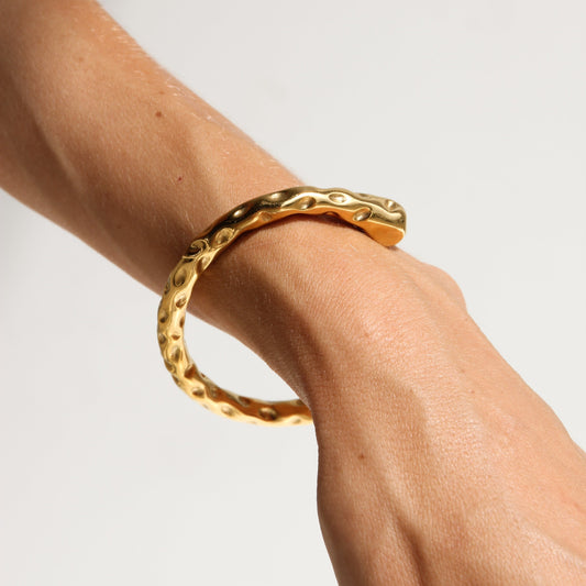 Tegan Rae - GOLD TEXTURED CUFF BRACELET