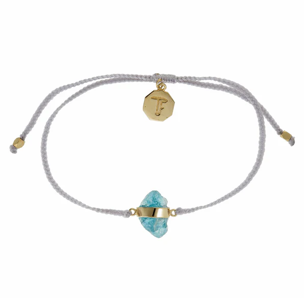 Tiger Frame - Apetite, Crystal Bracelet, Pastel Grey Cord, Gold