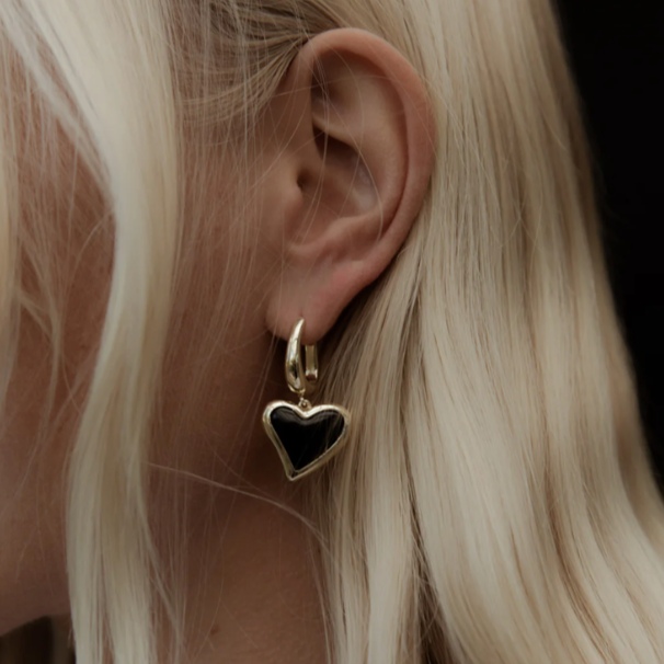 F + H Studios, WHITNEY HEART CHARM EARRINGS