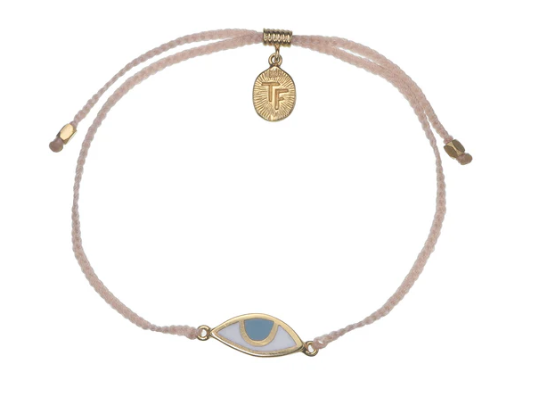 Tiger Frame - Eye Protection Bracelet, Soft Pink with Pastel Blue Eye, Gold