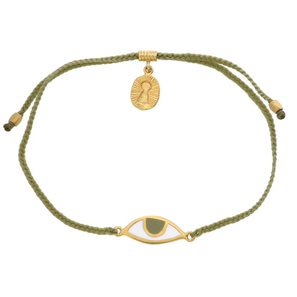 Tiger Frame - Eye Protection Bracelet, Sage Green with Hazel Eye, Gold