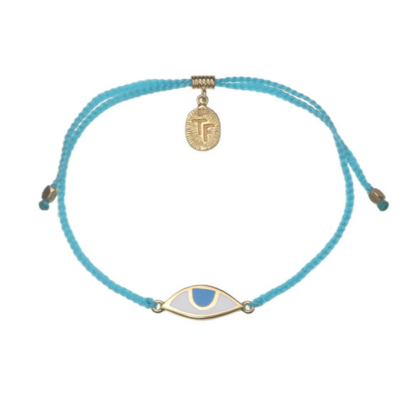 Tiger Frame - Eye Protection Bracelet, Turquoise with Sky Blue Eye, Gold