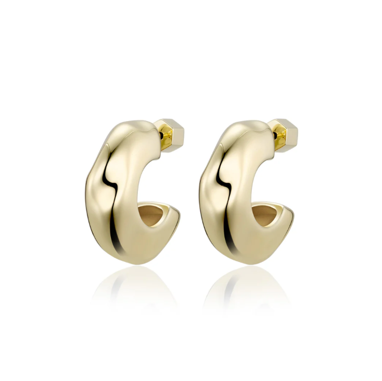 F + H Studios, HAMMERED CHUBBY HOOPS GOLD