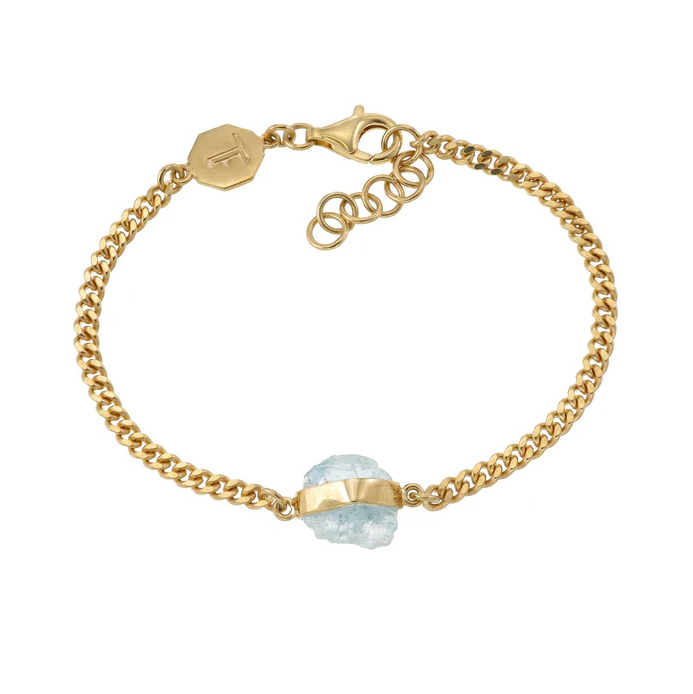 Tiger Frame - ROUGH GEM CHAIN BRACELET - AQUAMARINE