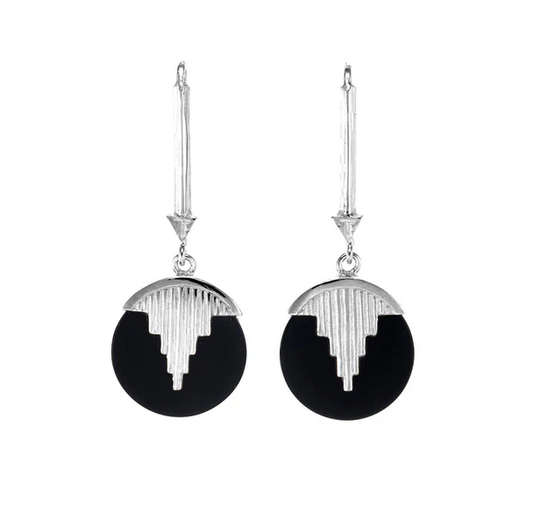 Tiger Frame -  MINI AURORA PENDULUM EARRINGS, BLACK ONYX