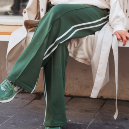 Feather & Noise - NOAH WIDE PANT - GREEN STRIPE