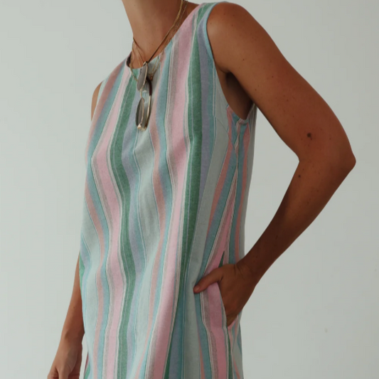 ALAKAI - Ladies Calypso Midi Dress - Candy Stripe