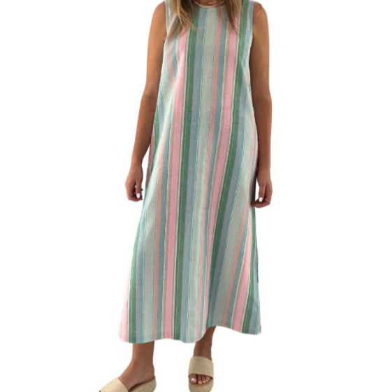 ALAKAI - Ladies Calypso Midi Dress - Candy Stripe