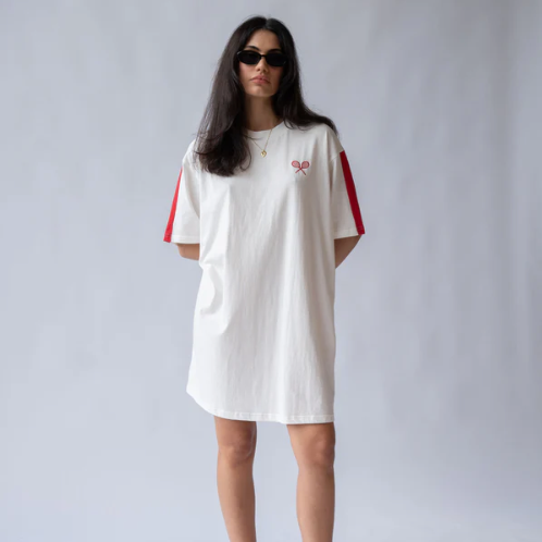 ARAMINTA JAMES - RACQUET T-SHIRT DRESS WARM WHITE