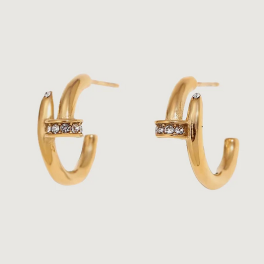 Tegan Rae - DIAMONTE HALF HOOP EARRINGS