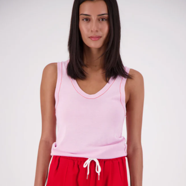 Jasmine Alexa - Riviera Contrast Scoop Neck Knit Tank Pink