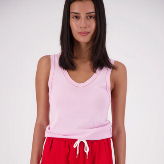 Jasmine Alexa - Riviera Contrast Scoop Neck Knit Tank Pink