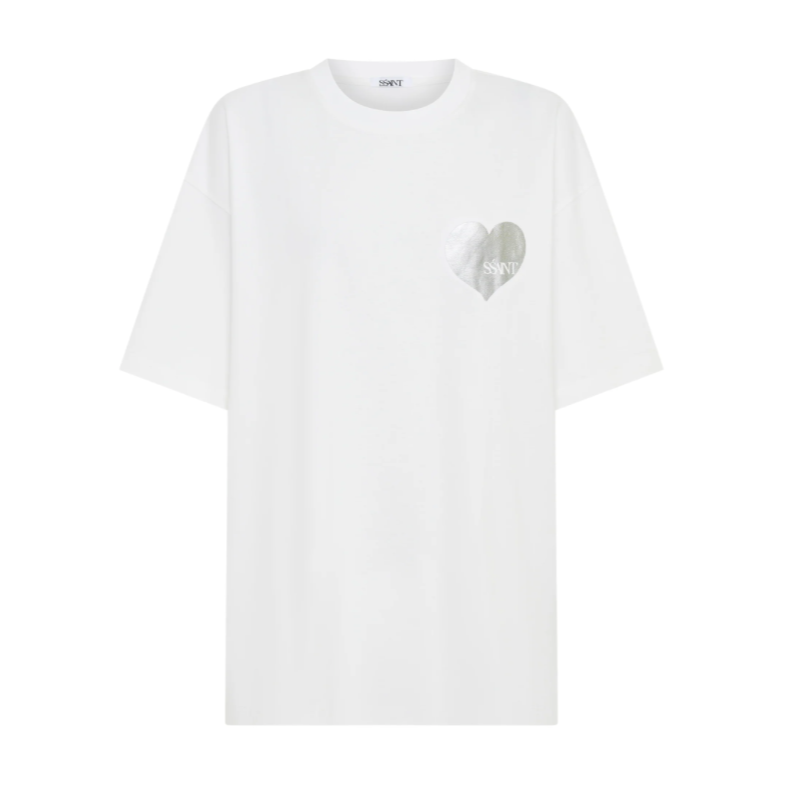 SSAINT - Heart Tee: White & Silver