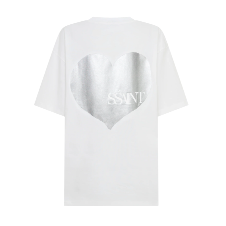 SSAINT - Heart Tee: White & Silver