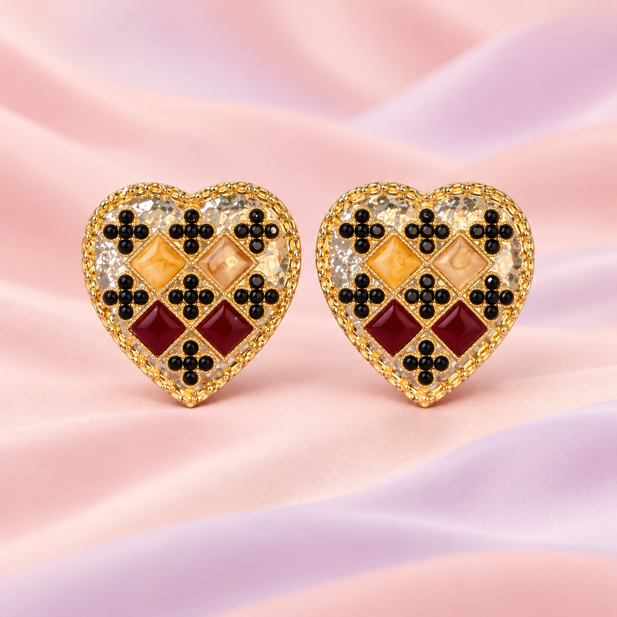 Button Cover - Vintage Mosaic Heart