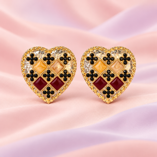 Button Cover - Vintage Mosaic Heart