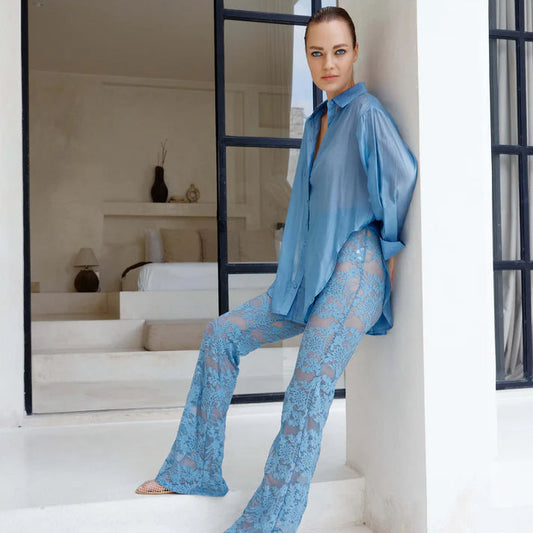 PEACH + PARLA - DOLCE LACE PANT OCEAN BLUE