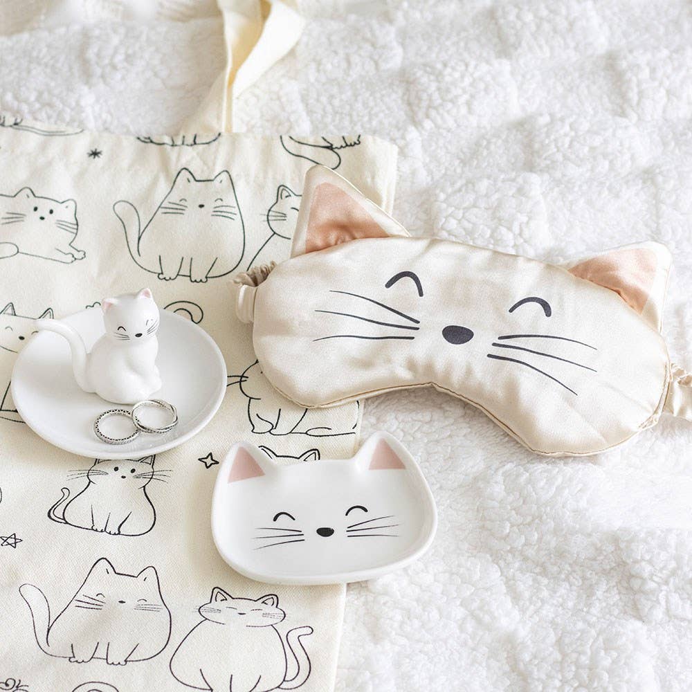WONDER IMPORTS AUSTRALIA - White Cat Face Satin Eye Mask