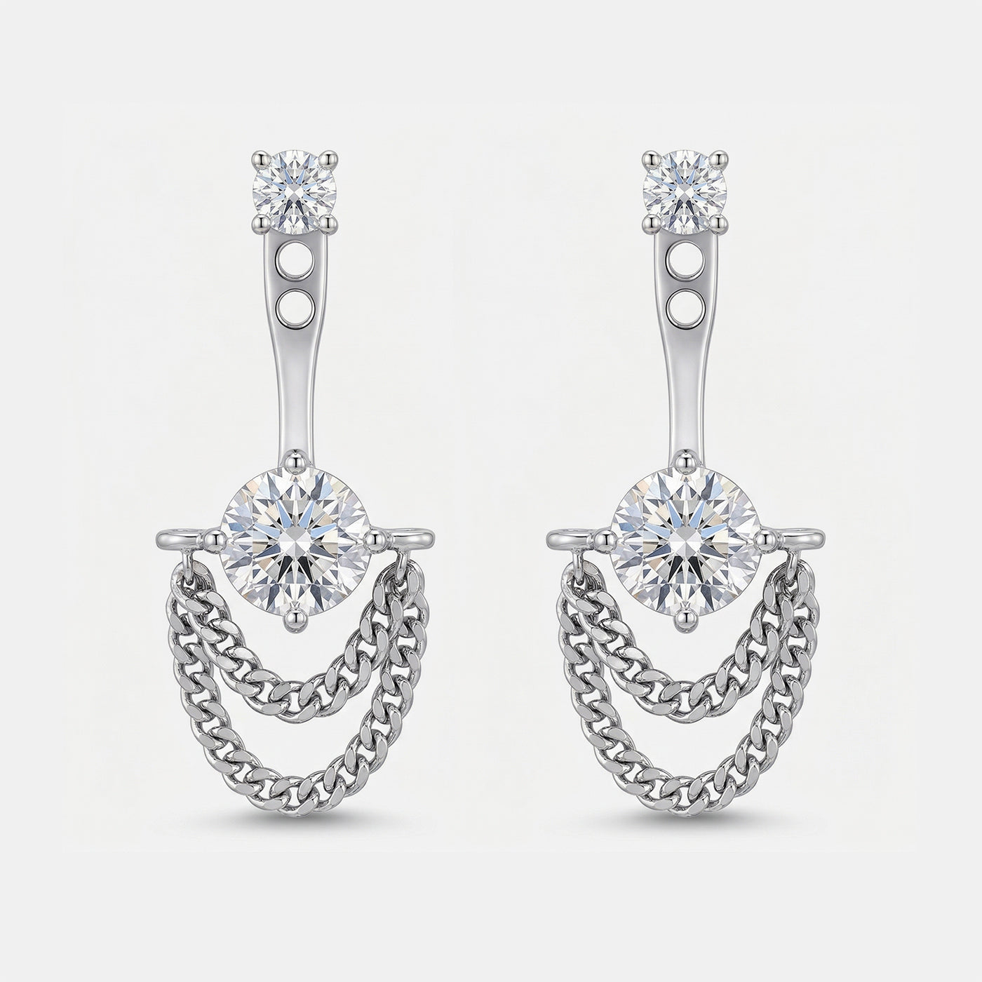 SWEEKU - Silver Tassel Chain CZ Stud Earring