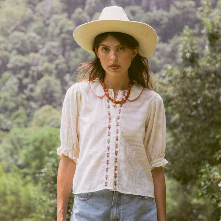 MARIGOLD MUSTANG - Gabby Blouse - Macadamia